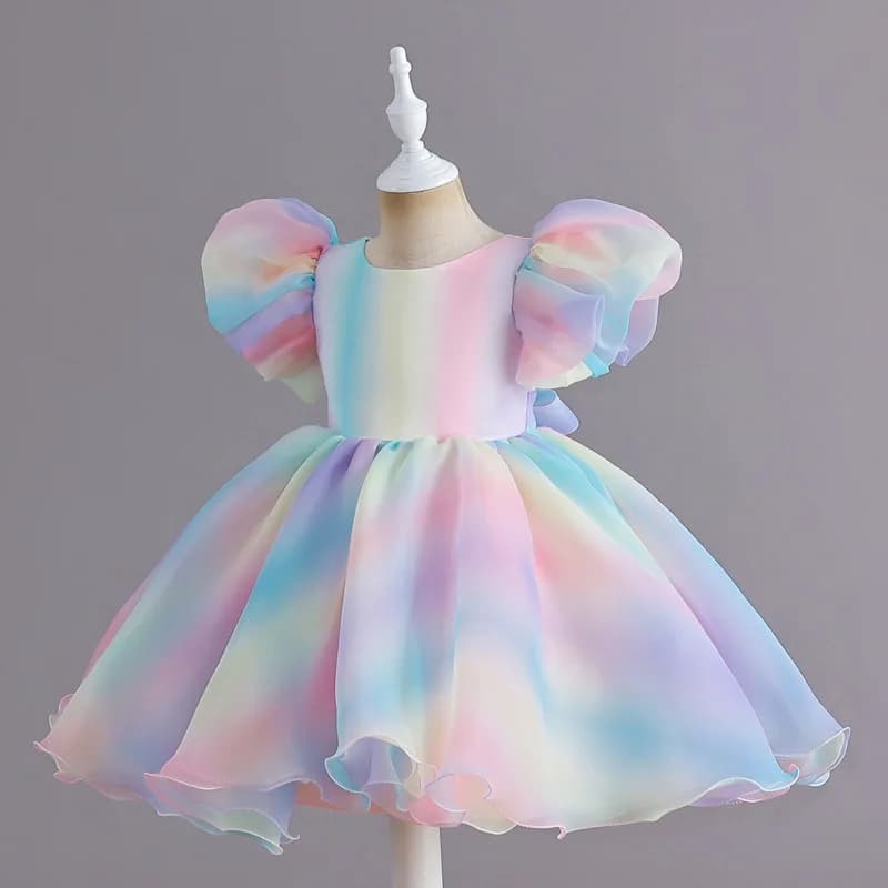 Robe de soirée tutu arc-en-ciel pour filles, costume de princesse pour enfants, vêtements de demoise