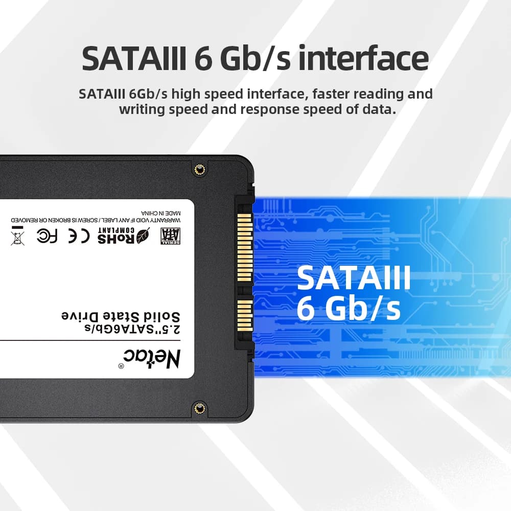 Netac-Disque dur interne SSD, SATA 3, 2 To, 128 Go, 256 Go, pour ordinateur portable