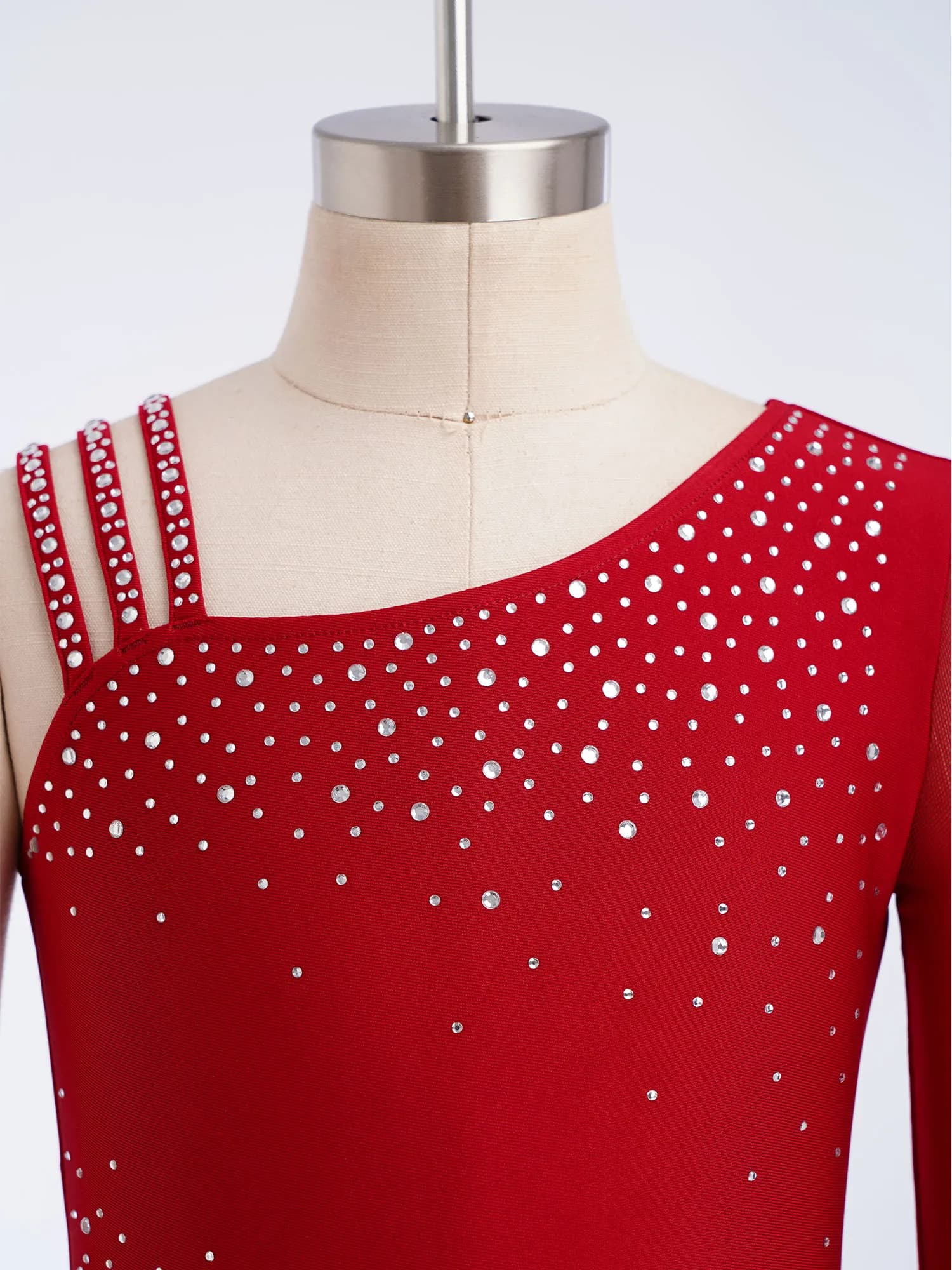 Justaucorps de danse et de gymnastique pour filles, avec strass scintillants, maille asymétrique, co