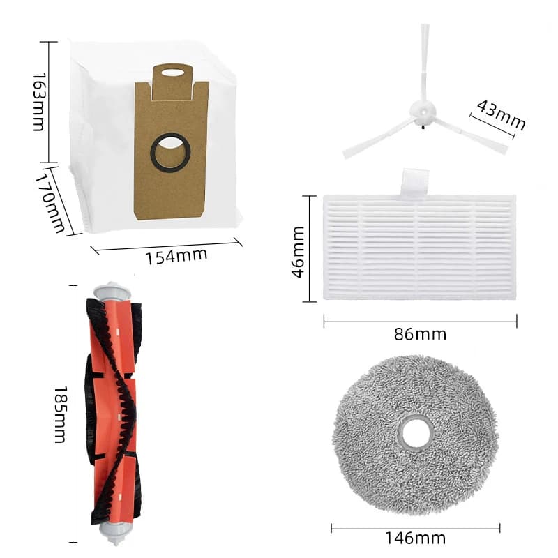 Sac à poussière pour aspirateur Xiaomi Lydsto W2/Kyvol Cybovac S60/AICLE INS-200, brosse latérale pr