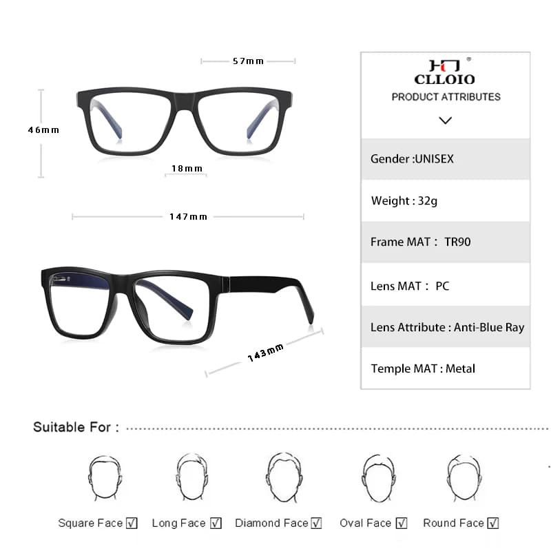 CLLOIO nouveau Style de sport lunettes de lecture montures équitation en plein air myopie lunettes m