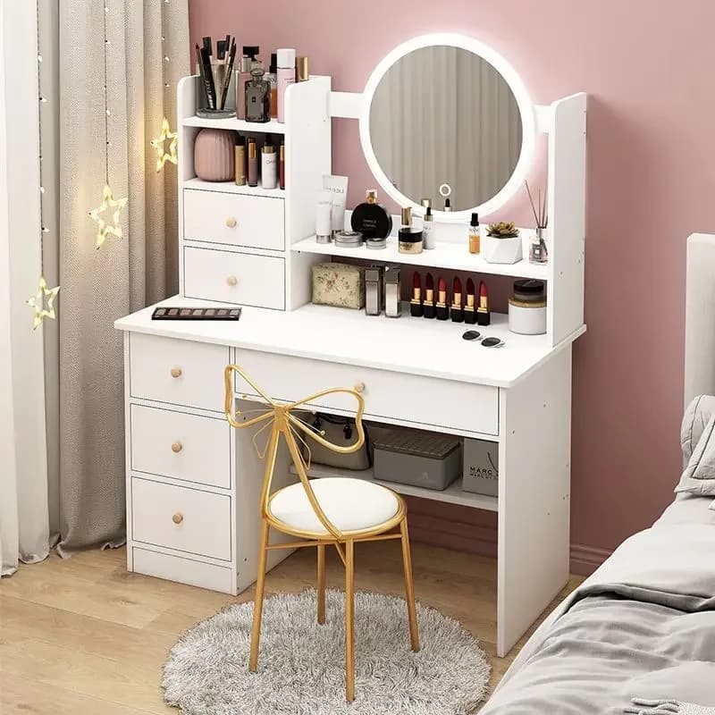6 tiroirs maquillage vanité Table ensemble LED Coiffeuse classique maquillage Coiffeuse salon Coiffe