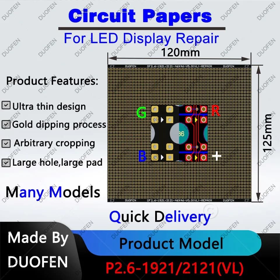 Papier de circuit série P2.6, tampons à souder double face, entièrement coupés avec de grands trous,