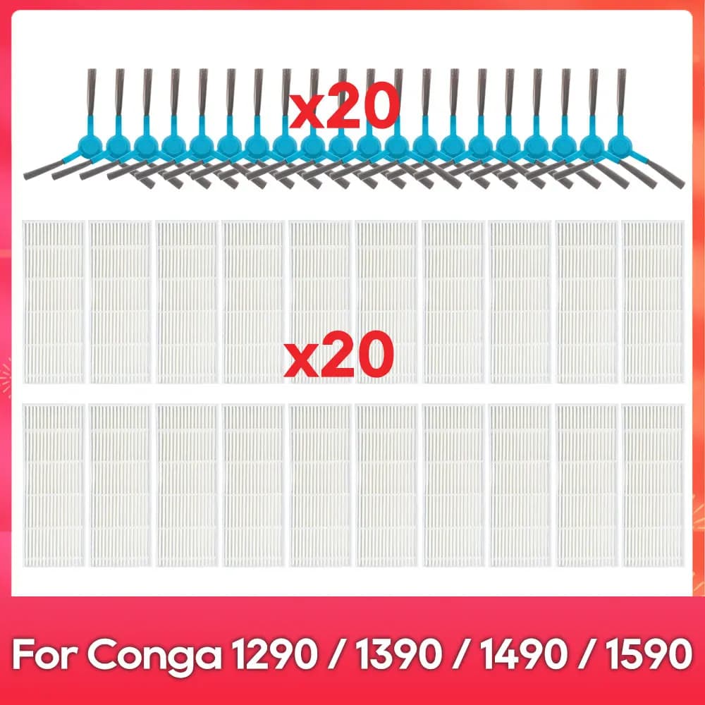 Convient pour (Conga 1290 / 1390 / 1490 / 1590) filtre Hepa brosse latérale Robot aspirateurs pièce 