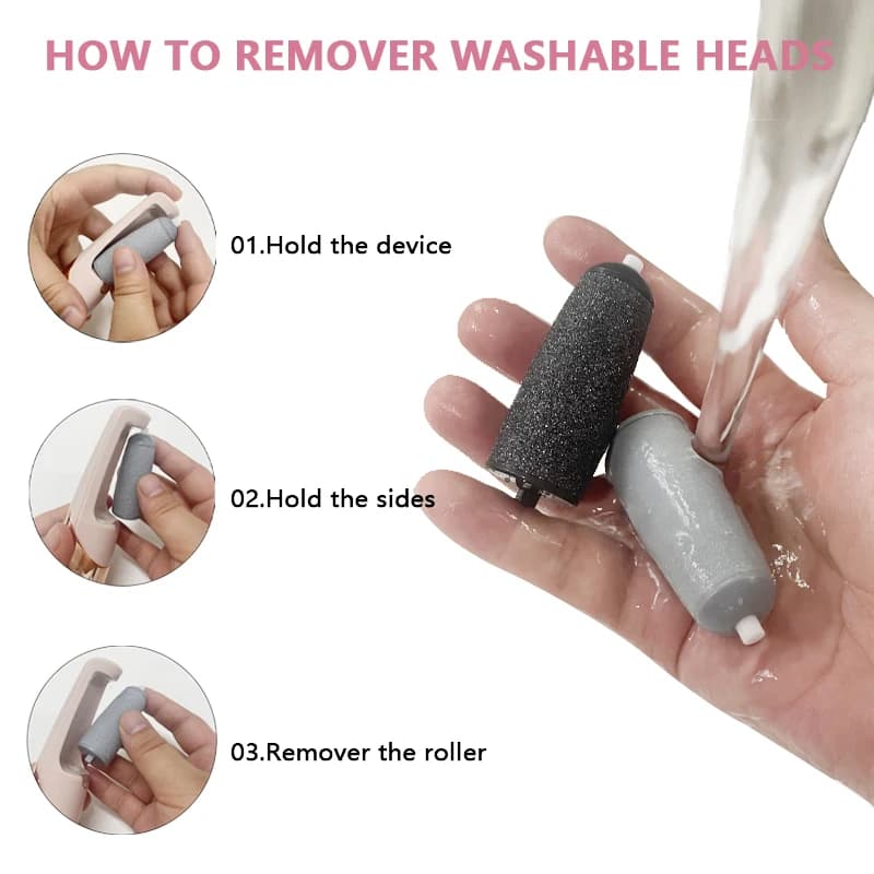 Têtes d'outils de soins des pieds, vernis terne, dissolvant de peau dure, recharges, rouleaux de rem