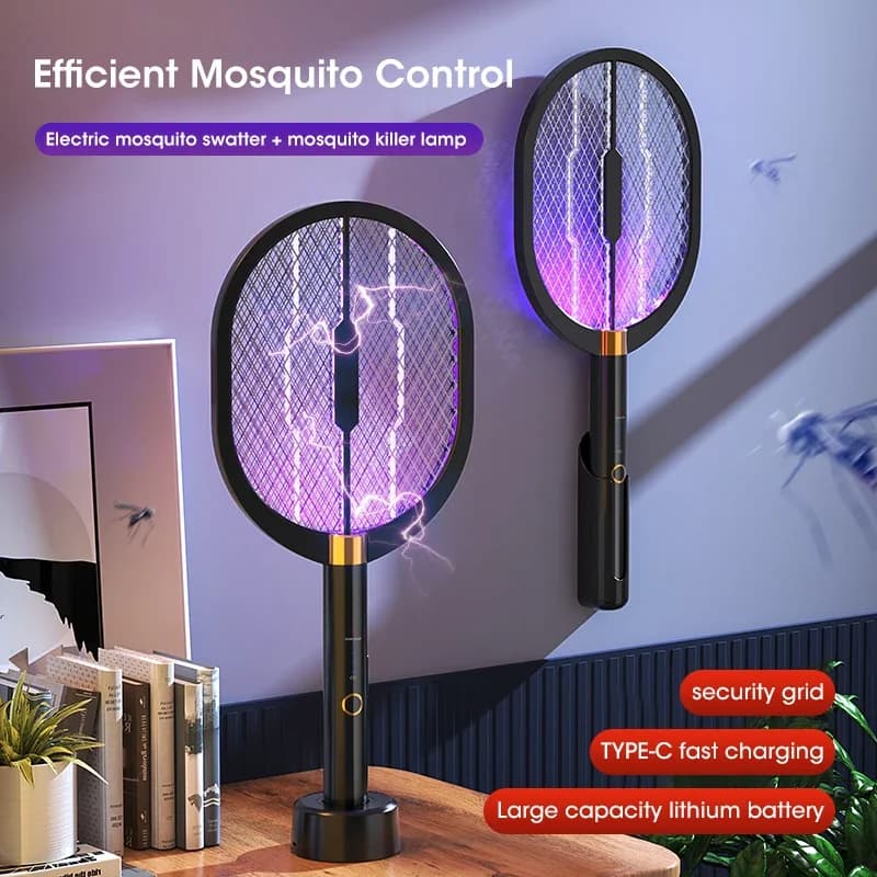 Lampe électrique anti-moustiques 3000V, lumière UV intelligente, Rechargeable, tapette à mouches, po