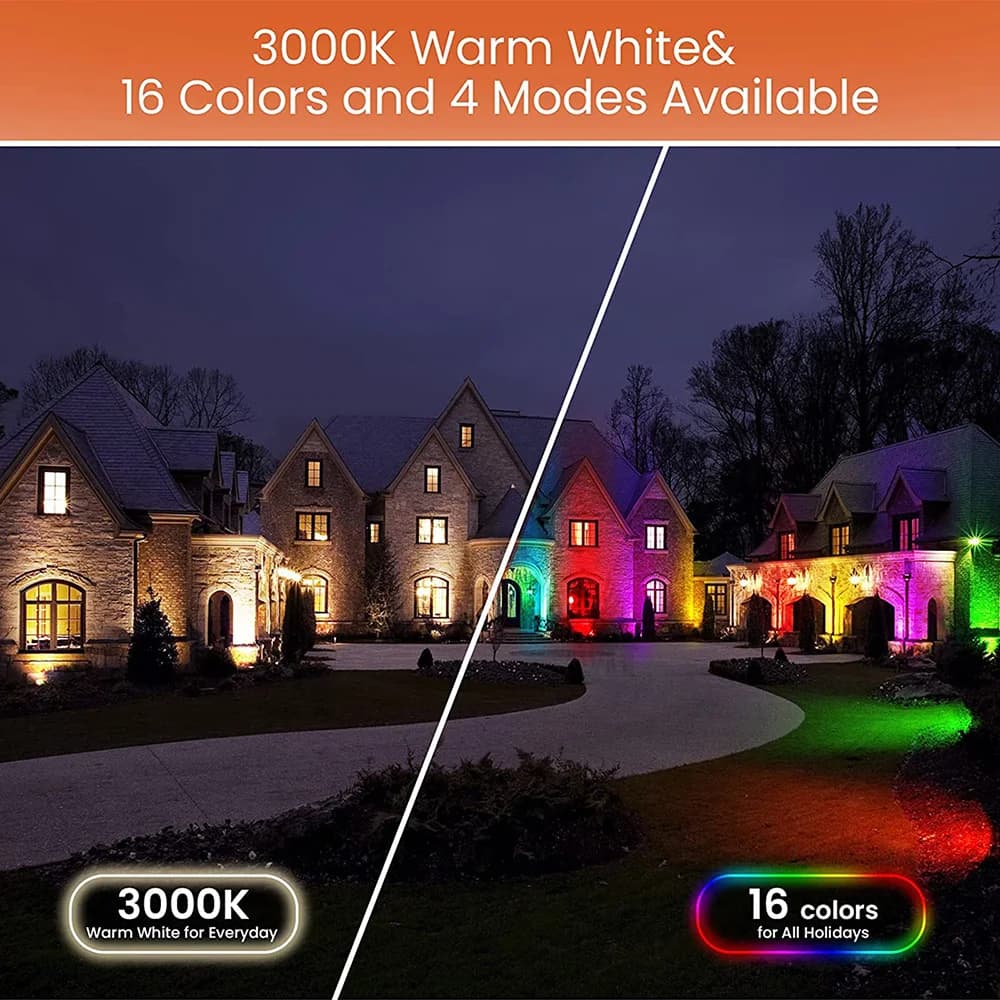 Télécommande extérieure LED jardin pelouse lumières paysage éclairage pointe projecteur étanche RGB 