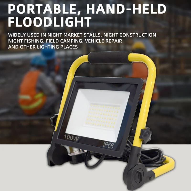 Projecteur mobile portable avec câble de 3 m, lampe de camping pliable étanche pour extérieur, lumiè