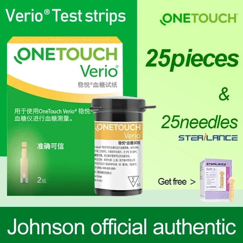 Onetouch-Bandelettes de test de glycémie Verio, 25 pièces, 50 pièces, 100 pièces