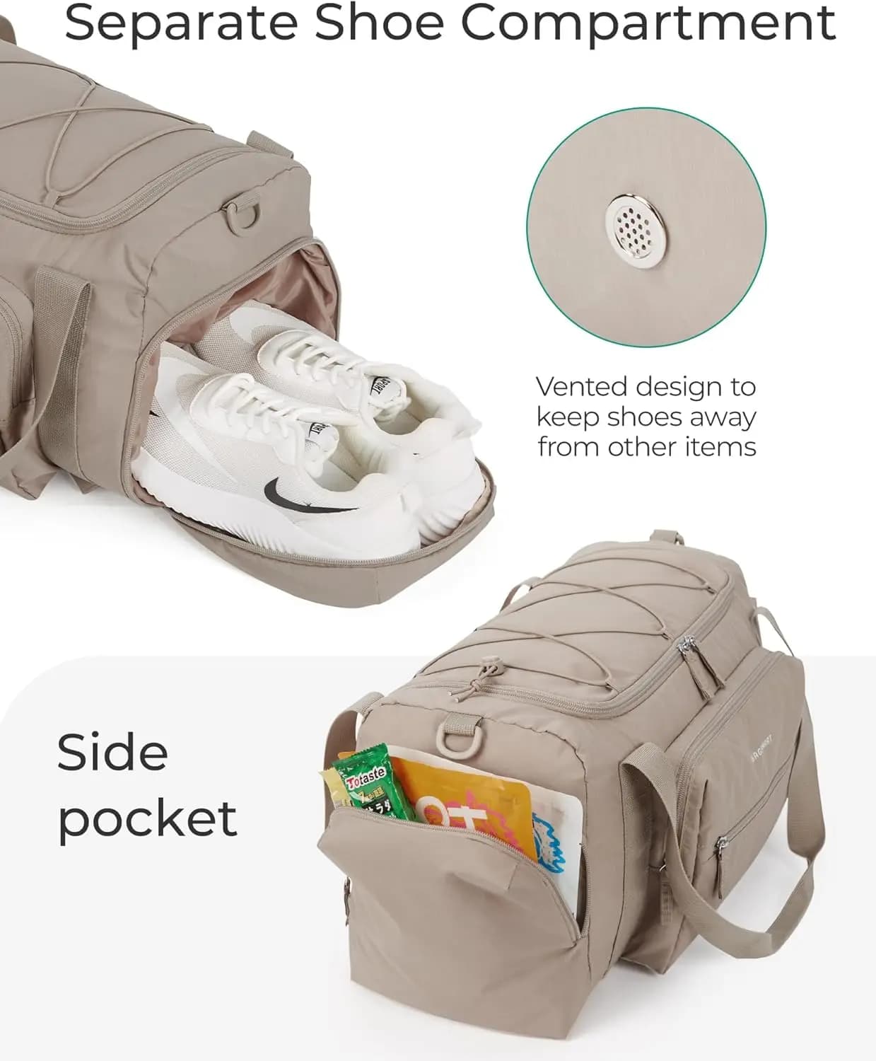 BAGSMART Sac de sport 4 en 1 pour femme et homme Sac de sport léger TSA avec compartiment à chaussur