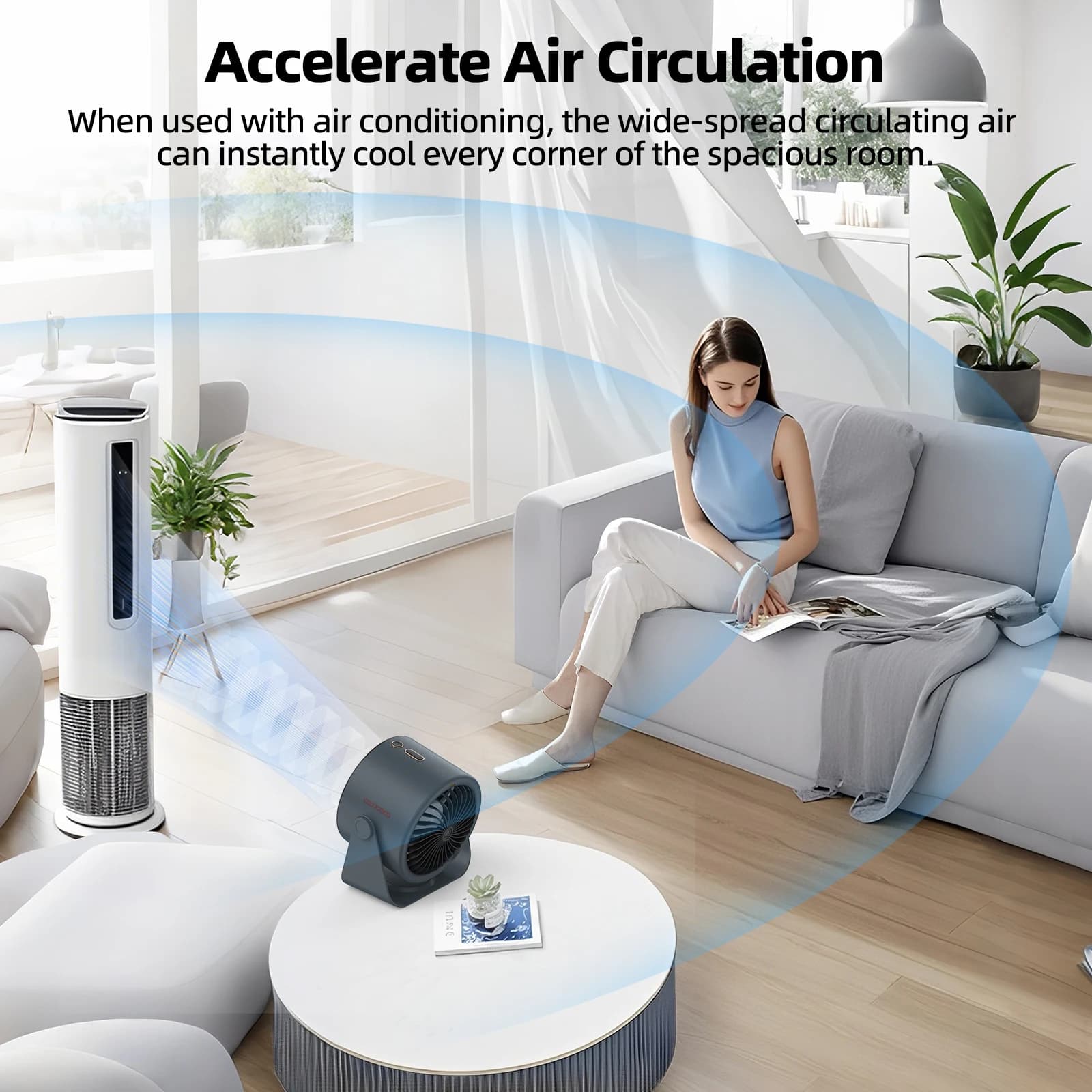 GOOJODOQ Ventilateur de bureau 4000 mAh Vitesse réglable silencieuse ​ ​ Ventilateur de circulation 