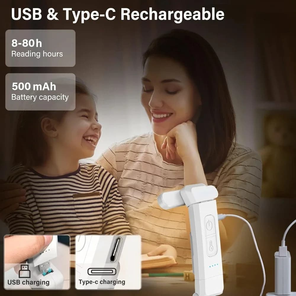 Lampe de lecture, lampe de livre rechargeable par USB pour lire la nuit au lit, lampe de marque-page