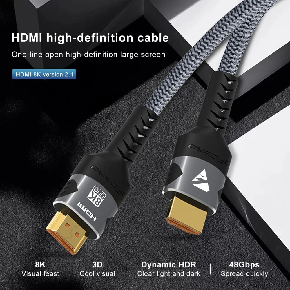FDBRO 8K HDMI 2.1 câble 4K @ 120Hz 8K @ 60Hz HDMI2.1 câble 48Gbps adaptateur pour RTX 3080 eARC HDR1