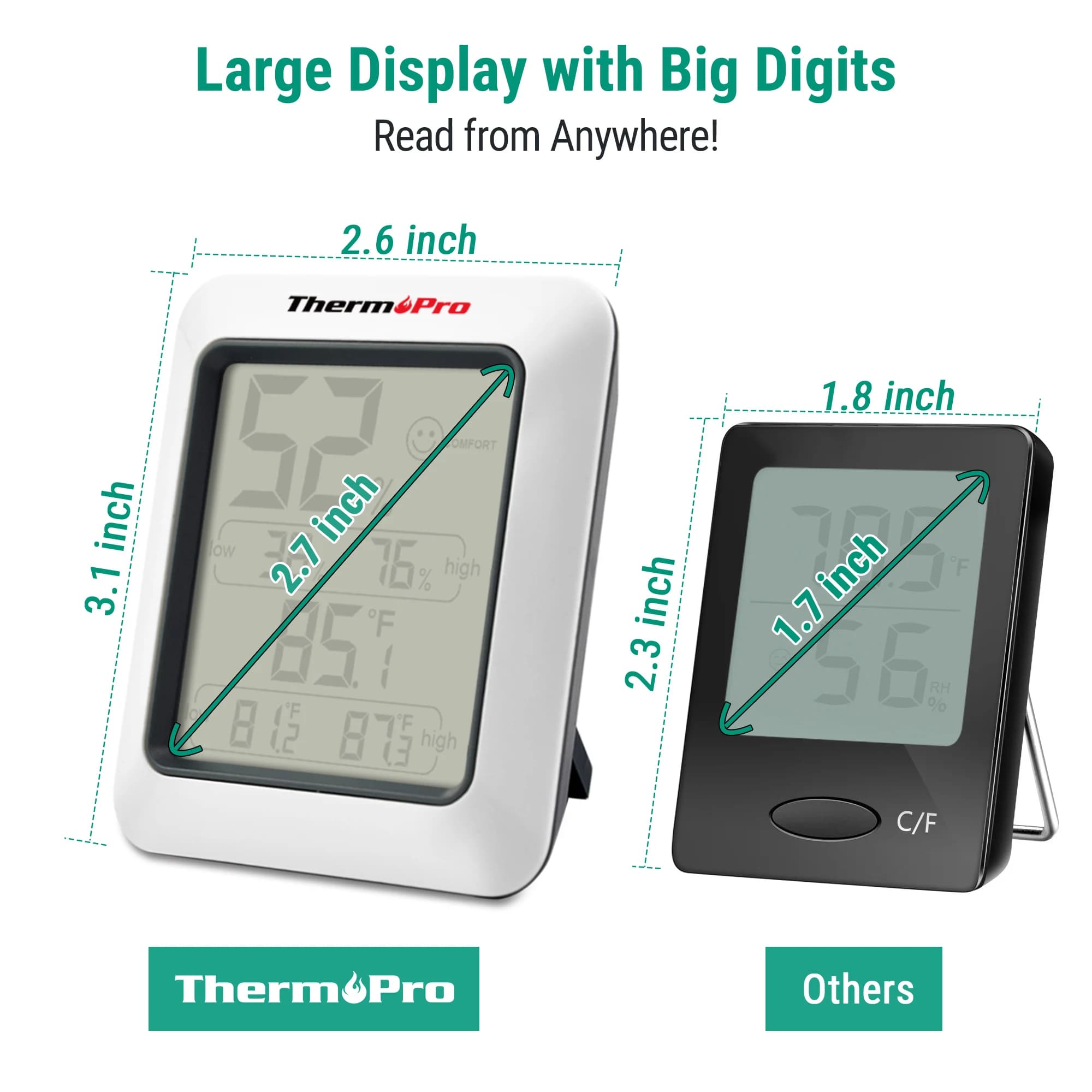 Thermopro TP50 thermomètre numérique hygromètre intérieur électronique environnement chambre thermom