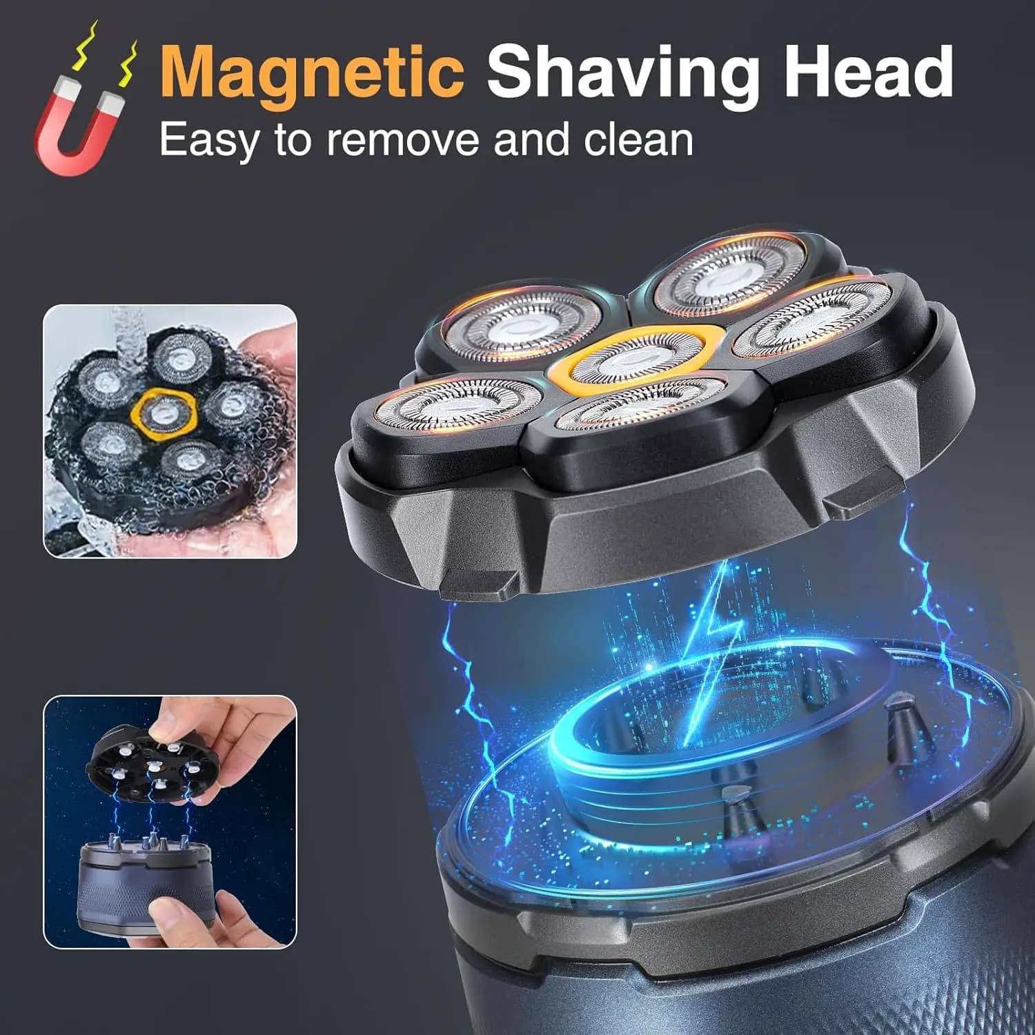 Rasoir électrique flottant 6D pour hommes, rasoir pour tête chauve, tondeuse à cheveux pour barbe sè