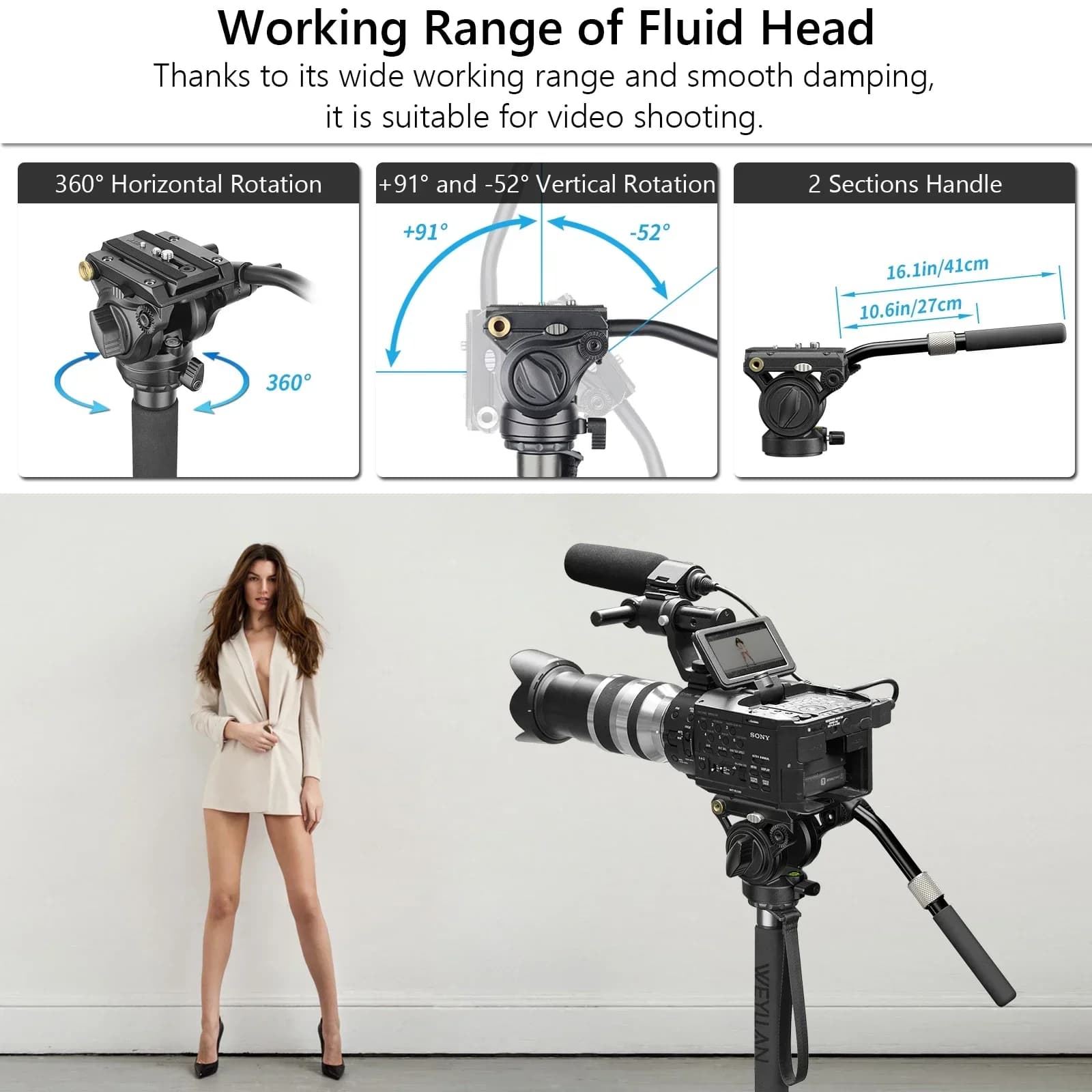 Trépied pour appareil photo reflex numérique professionnel, monopode, 360, panoramique, tête des Émi