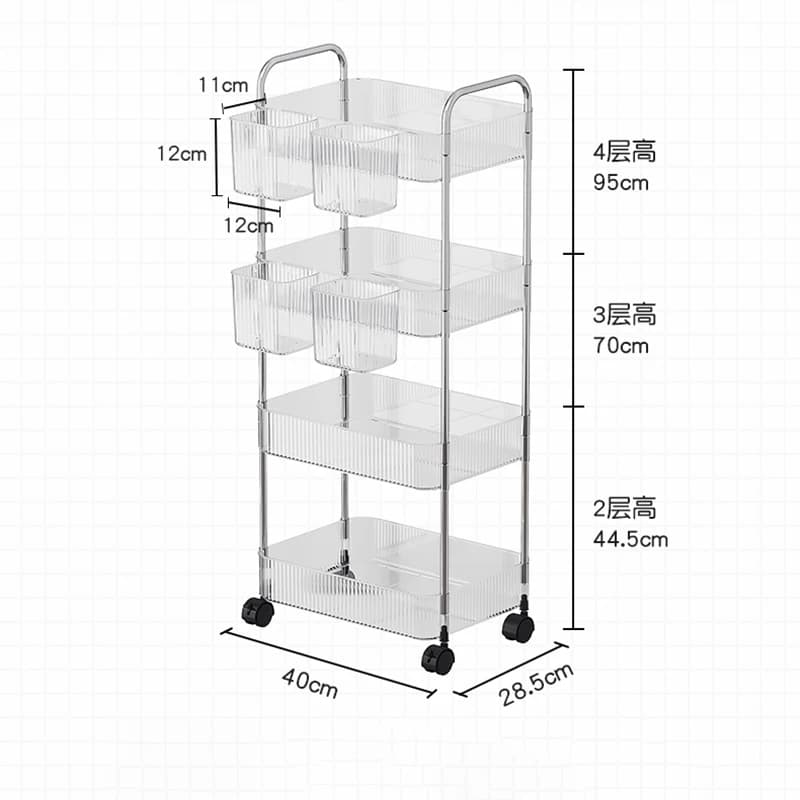 Valise de Rangement Transparente T1 à Roulettes, Chariot pour Cosmétiques, Cuisine, Chambre à Couche