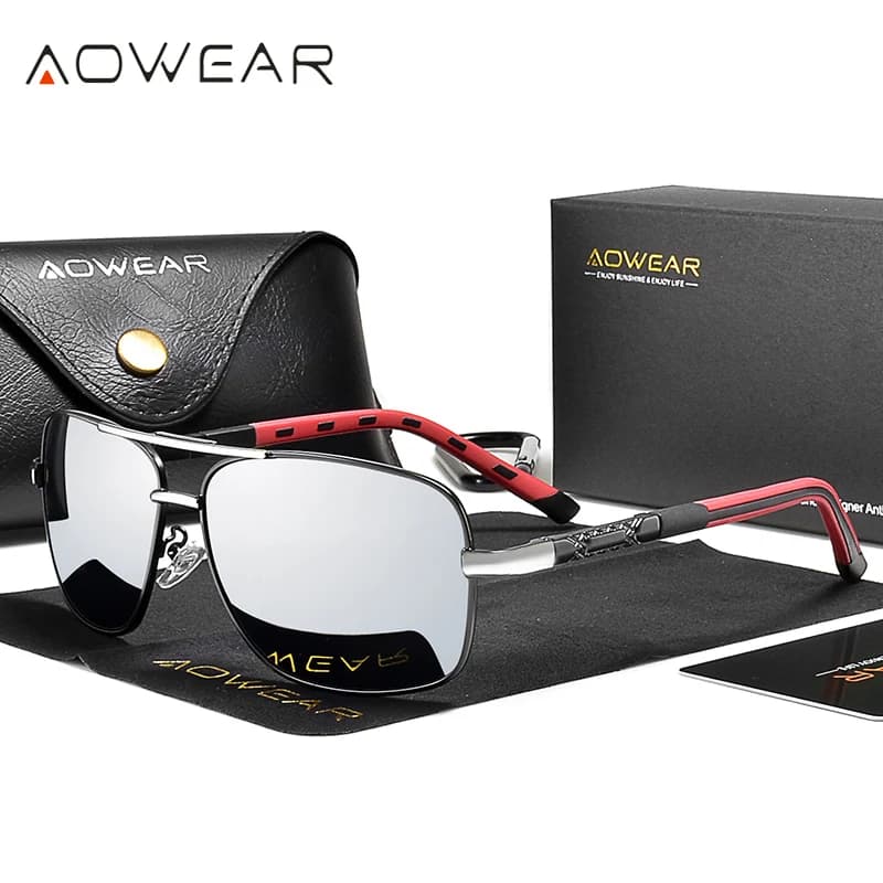 AOWEAR-Lunettes de soleil polarisées rétro pour hommes et femmes, lunettes de conduite vintage, lune