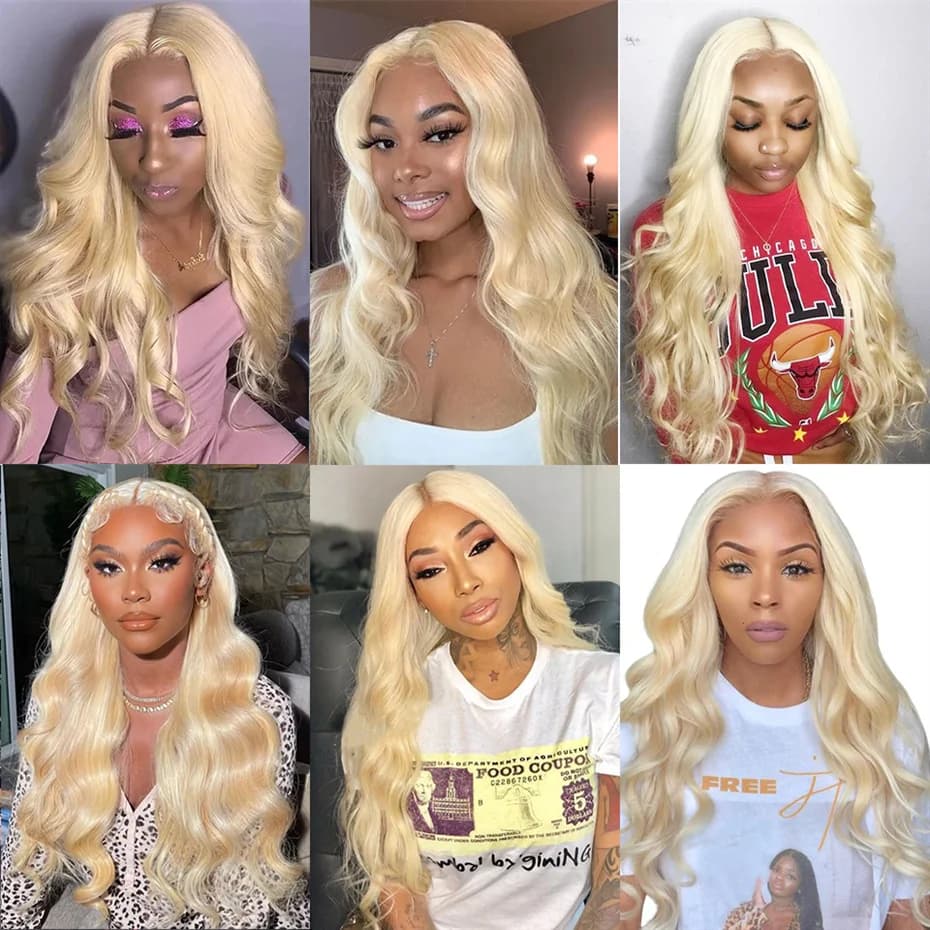 Tissage en Lot Brésilien Naturel Remy Body Wave, Couleur Blond 613, Extensions de Cheveux, 30 32 34 