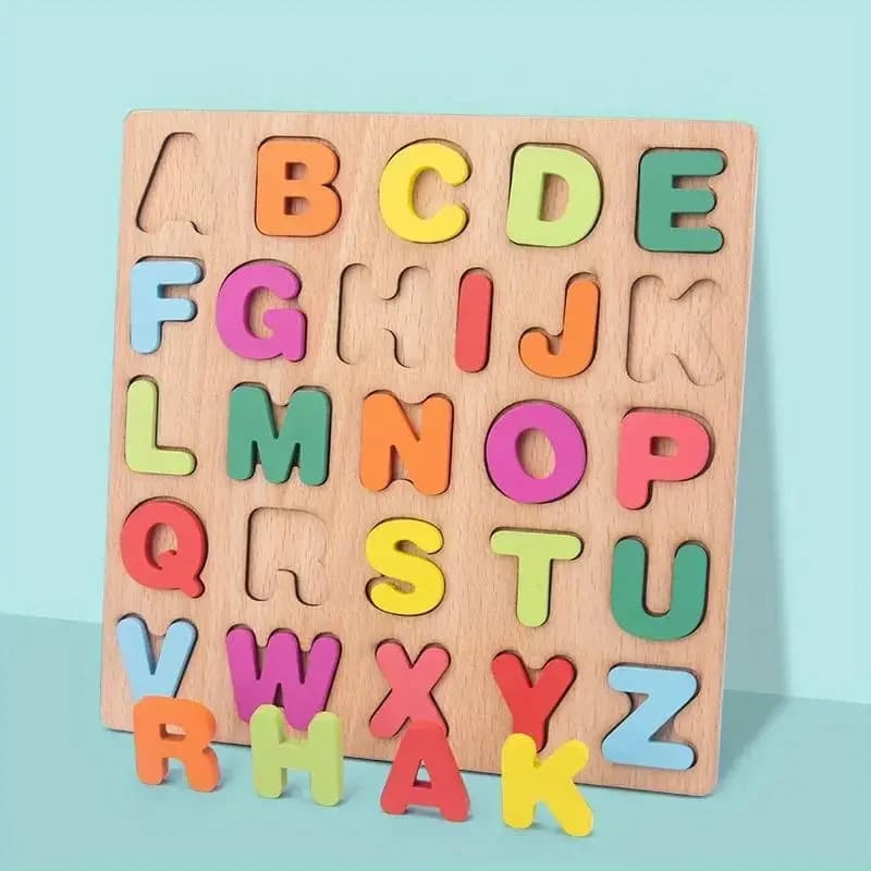 Puzzles en bois avec chiffres et Alphabet colorés, jeu de correspondance Intelligent pour enfants d'