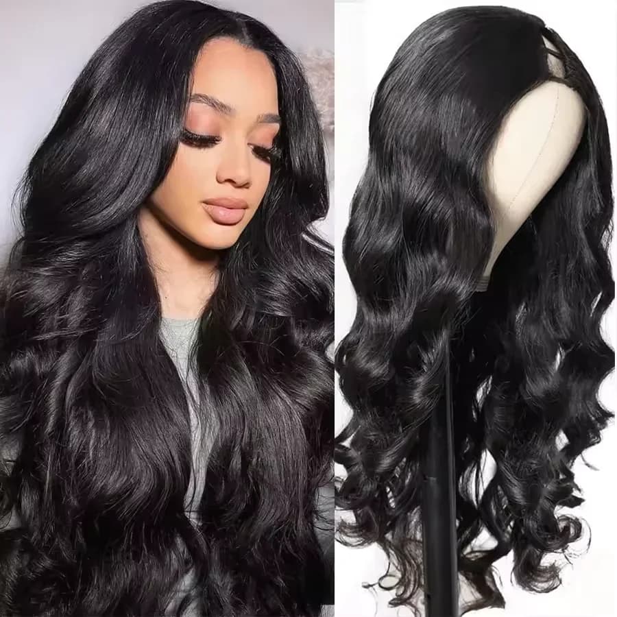 Perruque en cheveux humains U Part V Part Body Wave, densité 200, version améliorée, 30 32 pouces, c