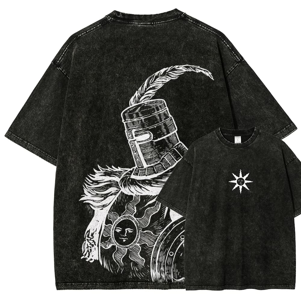 T-shirt délavé Dark Souls Anime Lover, nouveau modèle, vêtements de toute saison, vêtements de perso