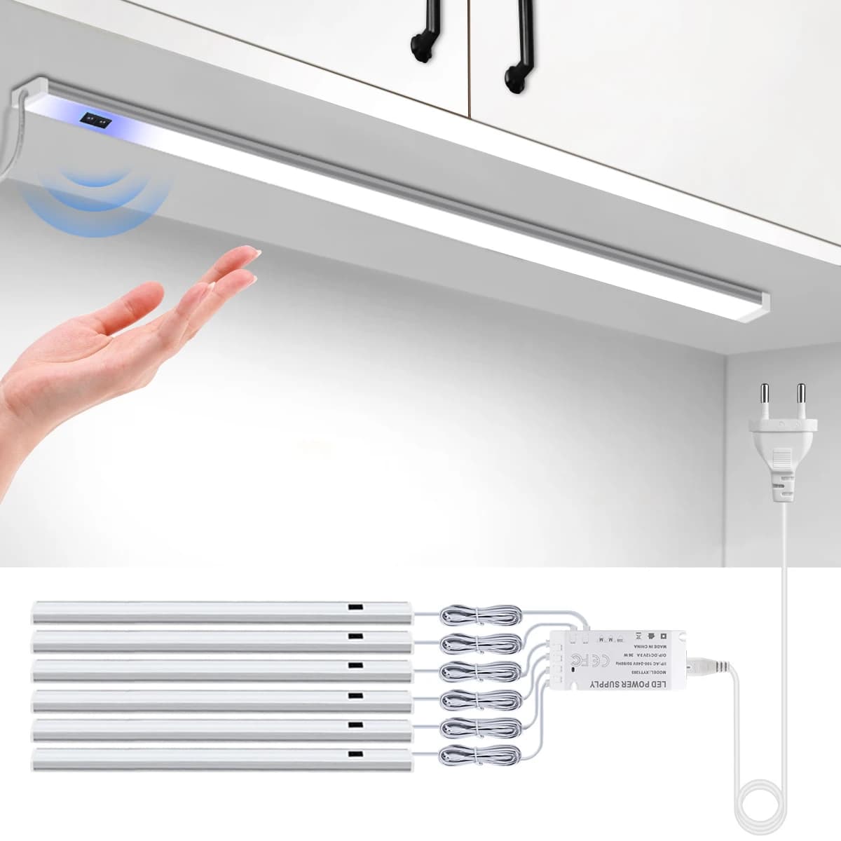 Salle de bains cuisine LED sous armoire lumière main balayage capteur de mouvement interrupteur 12V 