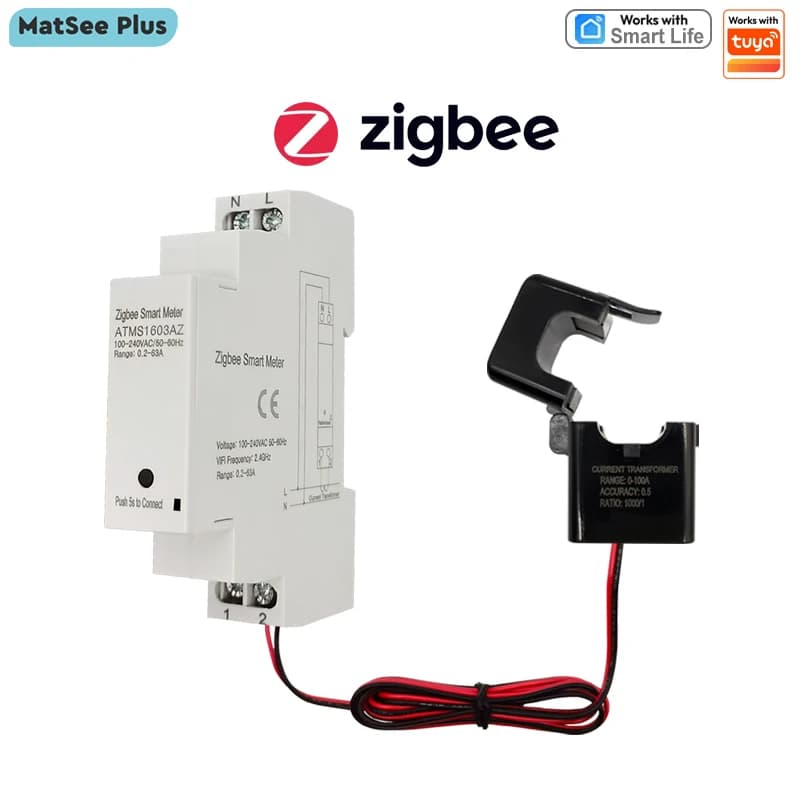 Compteur d'énergie intelligent ZigBee avec transformateur de courant à pince 63A, surveillance par a