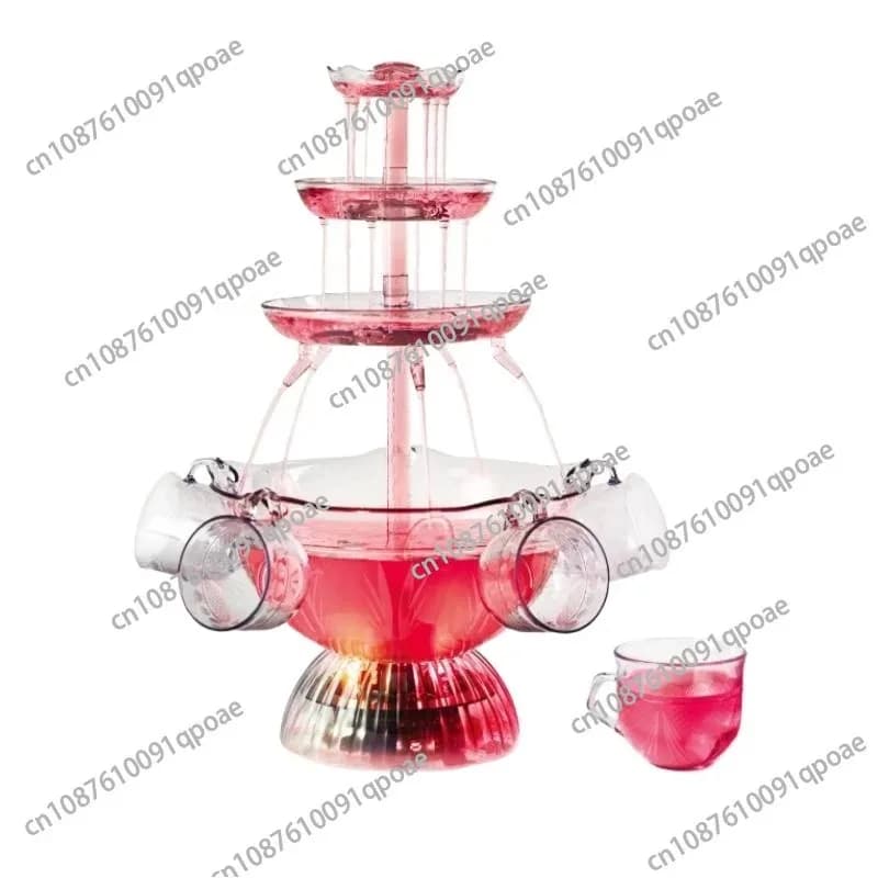 Fontaine à vin rouge à 3 niveaux pour jus, boissons, cocktails, cola – Distributeur de boissons de q