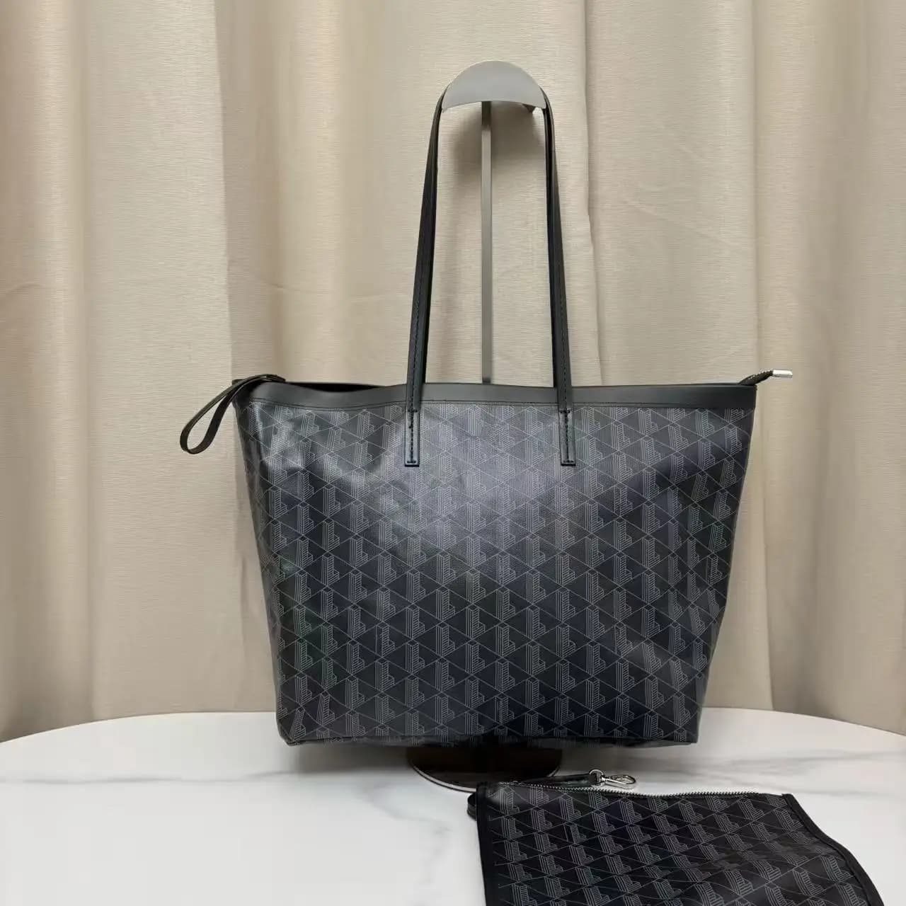 Sac fourre-tout géométrique 2-en-1 avec monogramme – Ensemble de sacs à bandoulière en cuir PU de qu