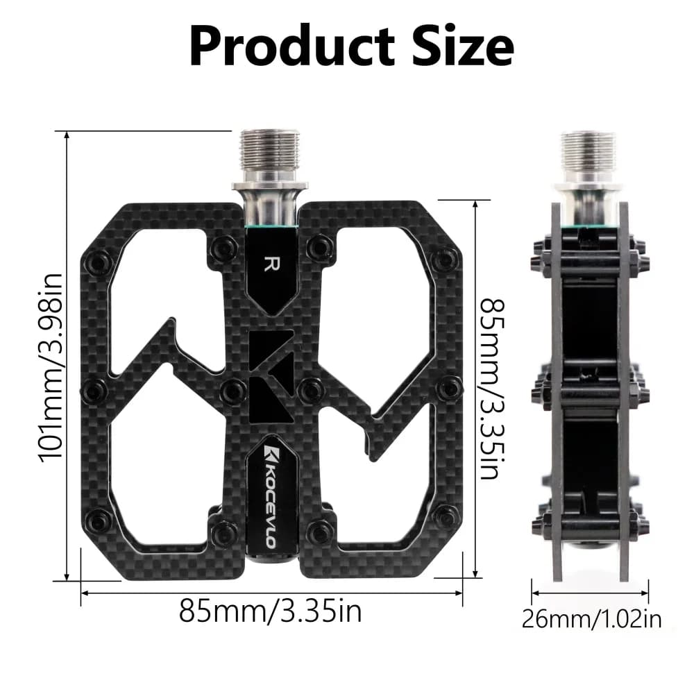 KOCEVLO pédale en Fiber de carbone ultralégère 195g vtt arbre en titane 3 roulements pédale de vélo 