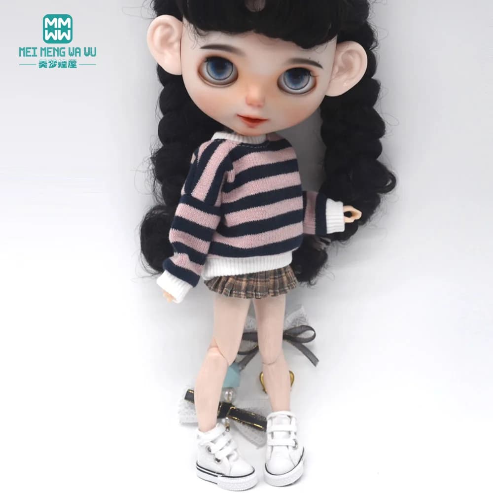 Vêtements pour poupée, ensemble pull trois pièces à la mode, adapté aux accessoires de poupée Blyth 