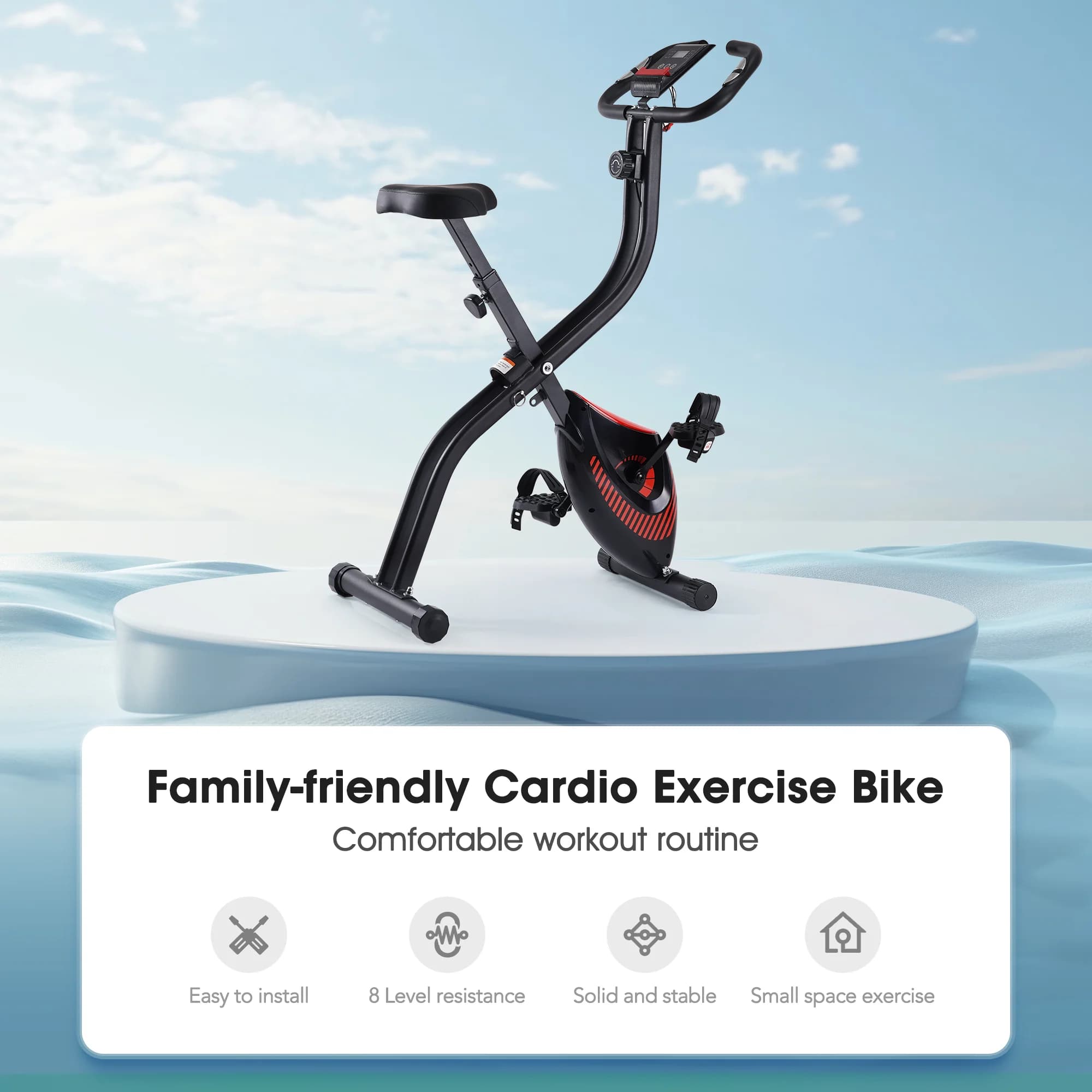Vélo d'exercice pliant vélo stationnaire couché vélo d'exercice Machine maison avec moniteur LCD sup