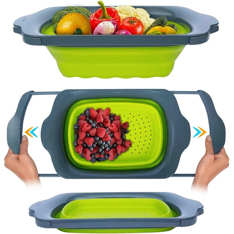 LMETJMA passoire pliable avec poignées extensibles passoire au-dessus de l'évier passoire à fruits e
