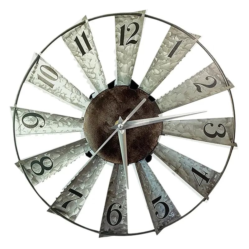 Horloge murale rustique BSEVB-Windmill, grande horloge décorative, décoration de style farmhouse, sa
