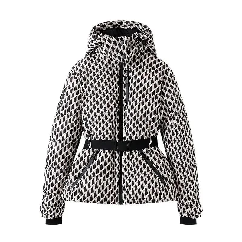 Manteaux Parkas de Sport rembourrés à capuche pour femmes, taille haute, avec ceinture, élégants, ép
