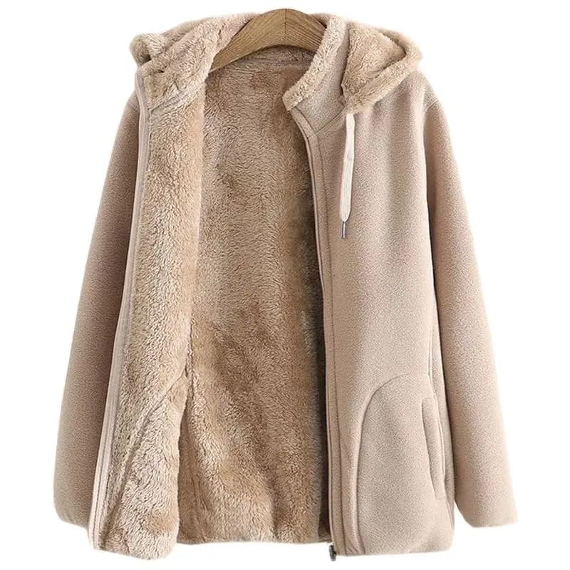 Sweat-shirt à capuche épais pour femme, veste polaire, manteaux avec fermeture éclair, hauts décontr
