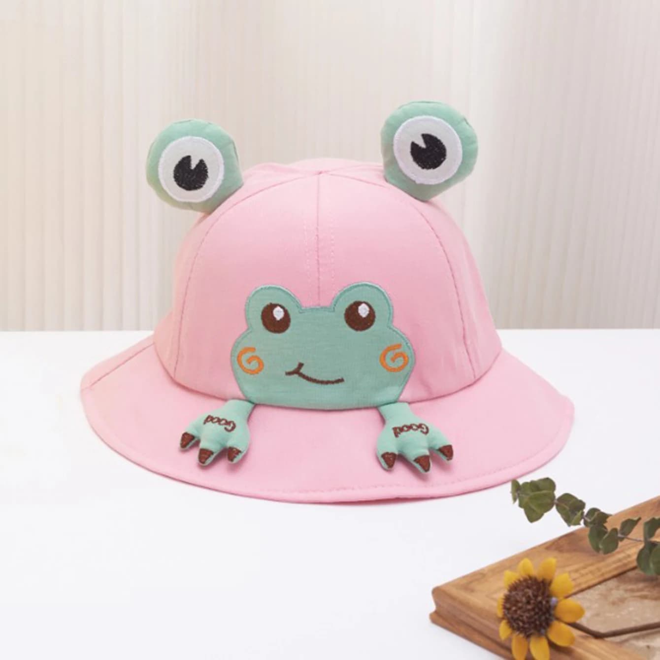 Chapeau de bébé petite grenouille mignon pour la protection solaire, chapeau de pêcheur pour enfants