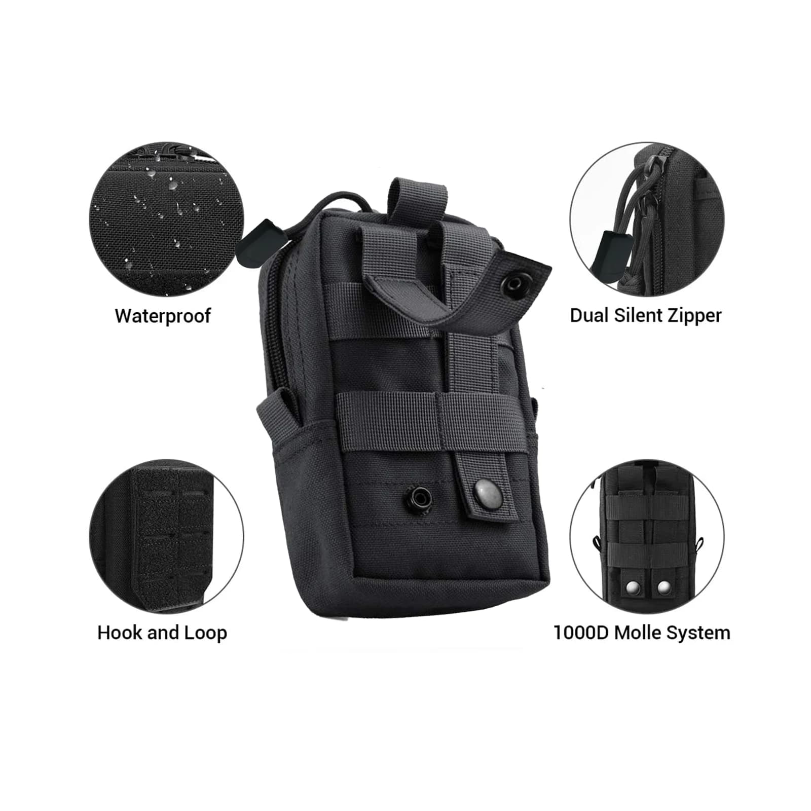 Pochette tactique Molle pour hommes, sac de taille d'extérieur, sac à outils EDC, organisateur de ga