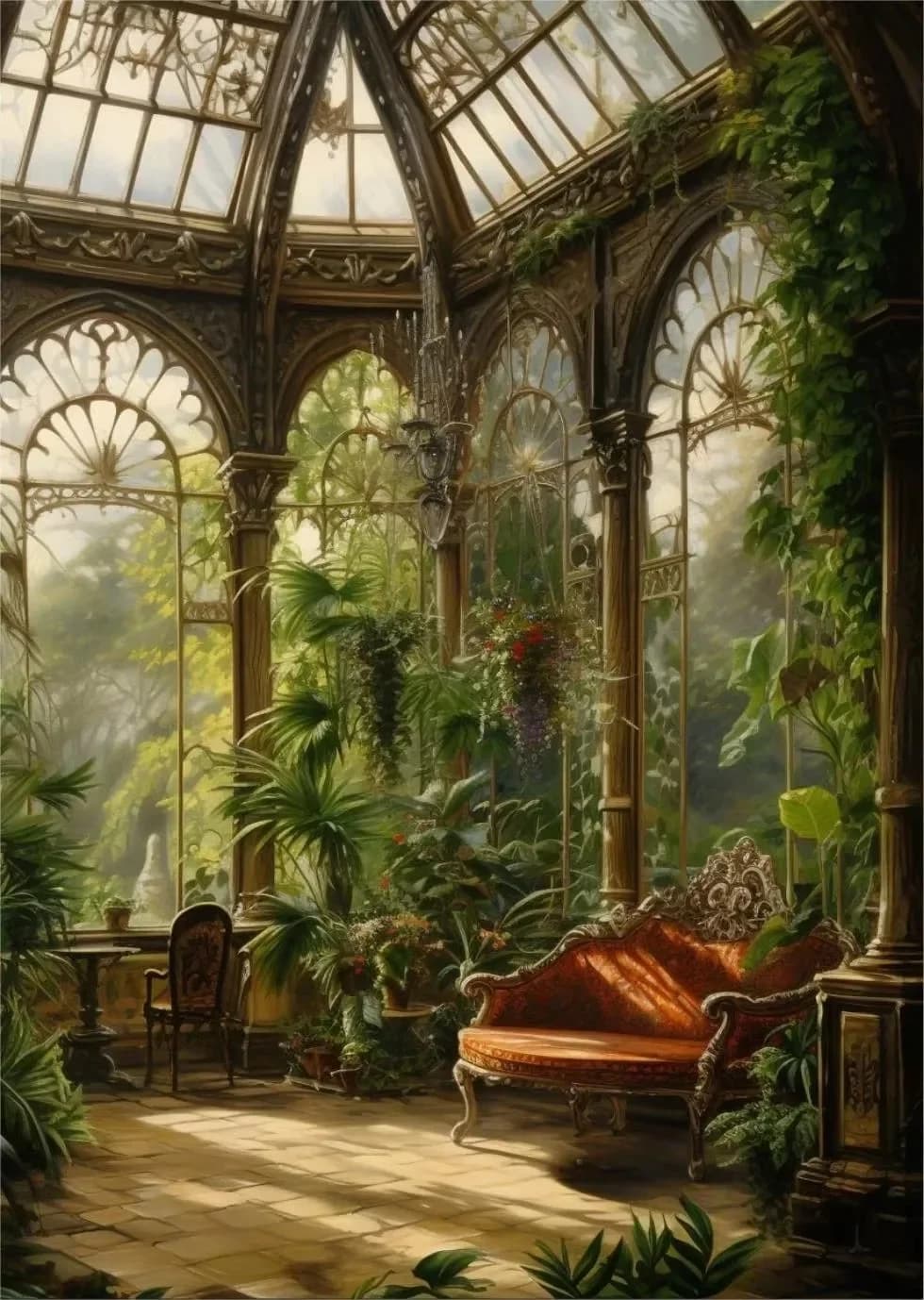 Affiche rétro classique de jardin de plantes d'art de serre de la Renaissance, peintures sur toile, 