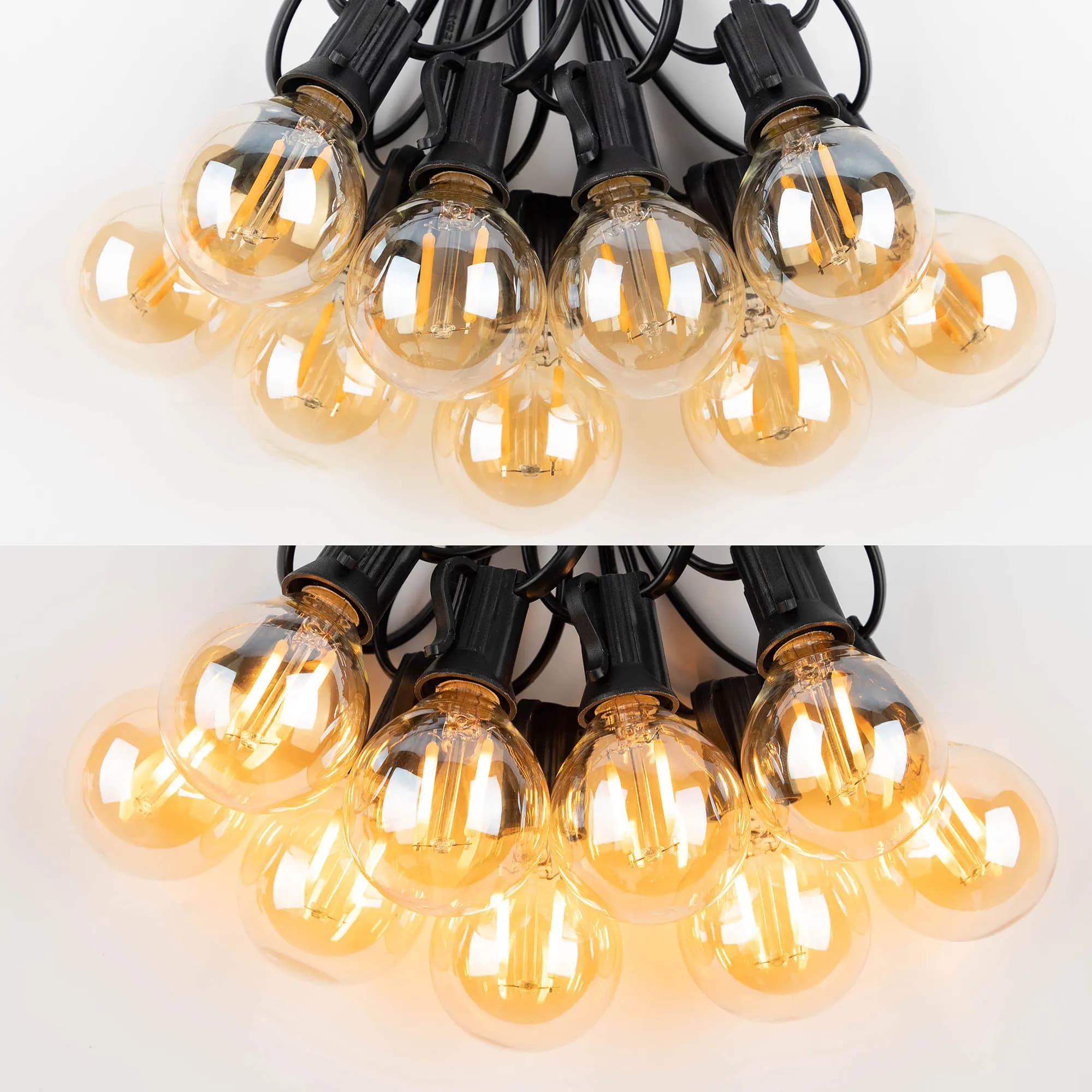 G40 décoration extérieure LED chaîne lumières 1.5W Globe ambre verre ampoule Dimmable guirlande fest