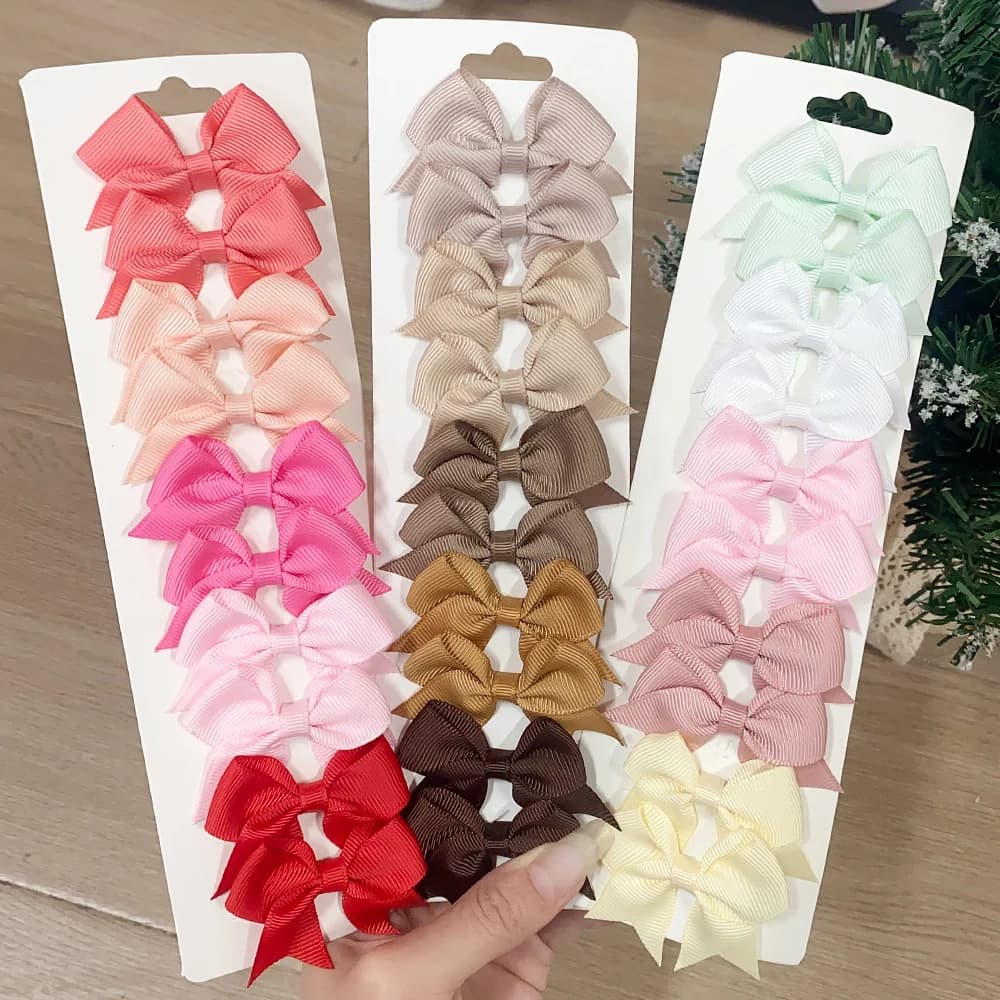 Pinces à cheveux avec nœuds pour enfants, couleur unie, pour bébés filles, ruban fait à la main, épi