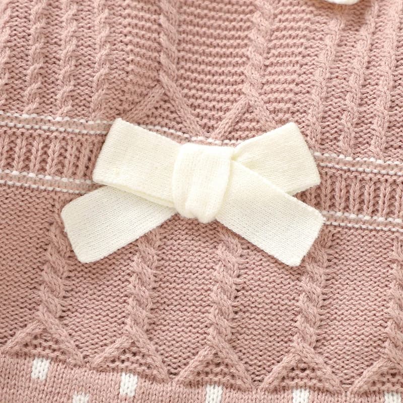 Barboteuse pour bébés filles, chapeaux, vêtements d'automne et d'hiver, rose, manches longues, trico