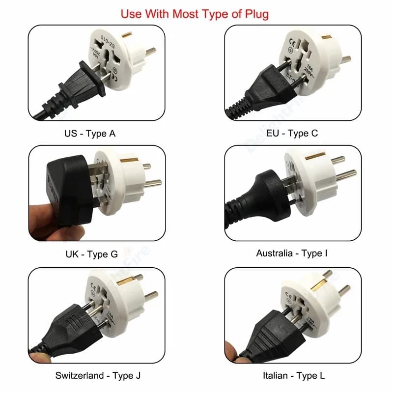 Adaptateur de prise ue 16A 250V, convertisseur d'adaptateur de voyage ue, 2 prises rondes universell