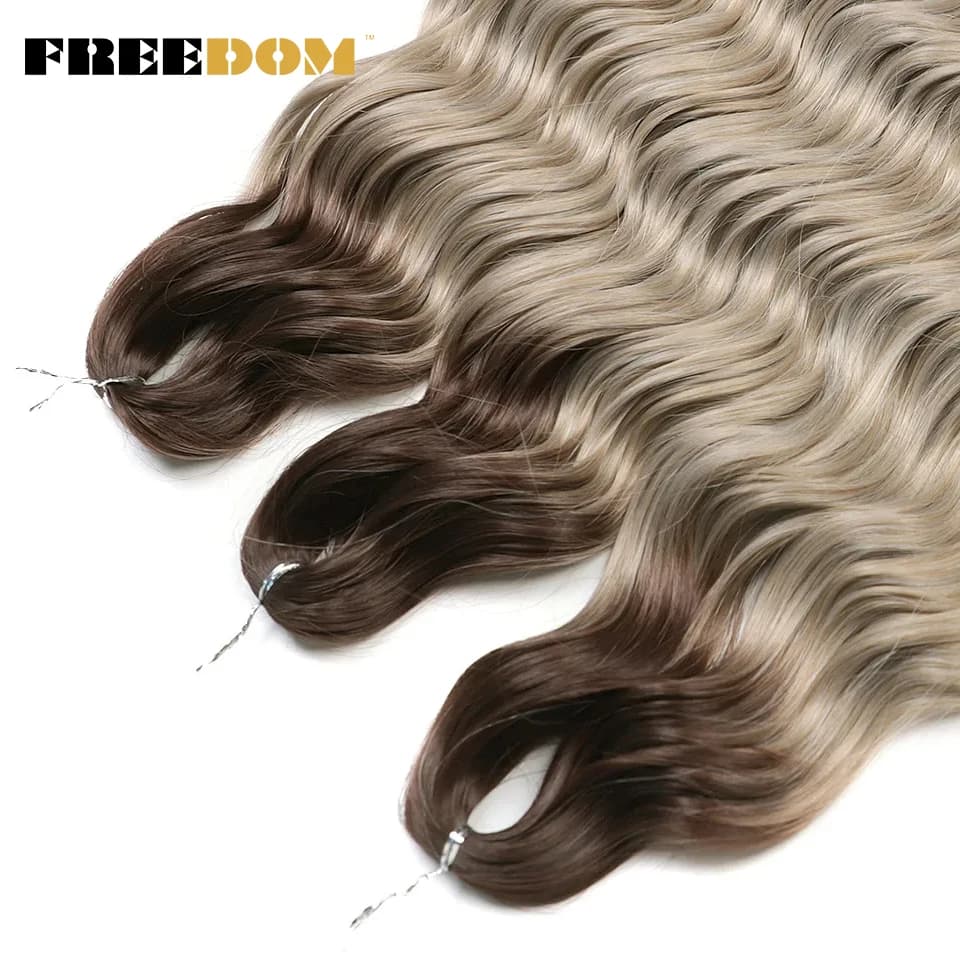 EDOM-Extensions de Cheveux Tressés Synthétiques Bouclés Naturels, Tresses Ondulées, Ombrées, Blondes
