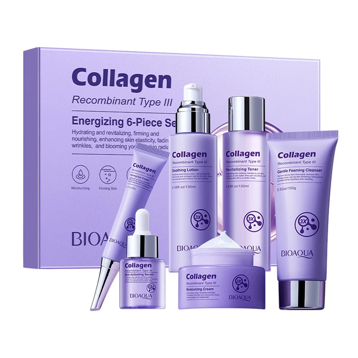 Soins de la peau Anti-rides, ensemble de Six pièces au collagène, Anti-âge et raffermissant, y compr