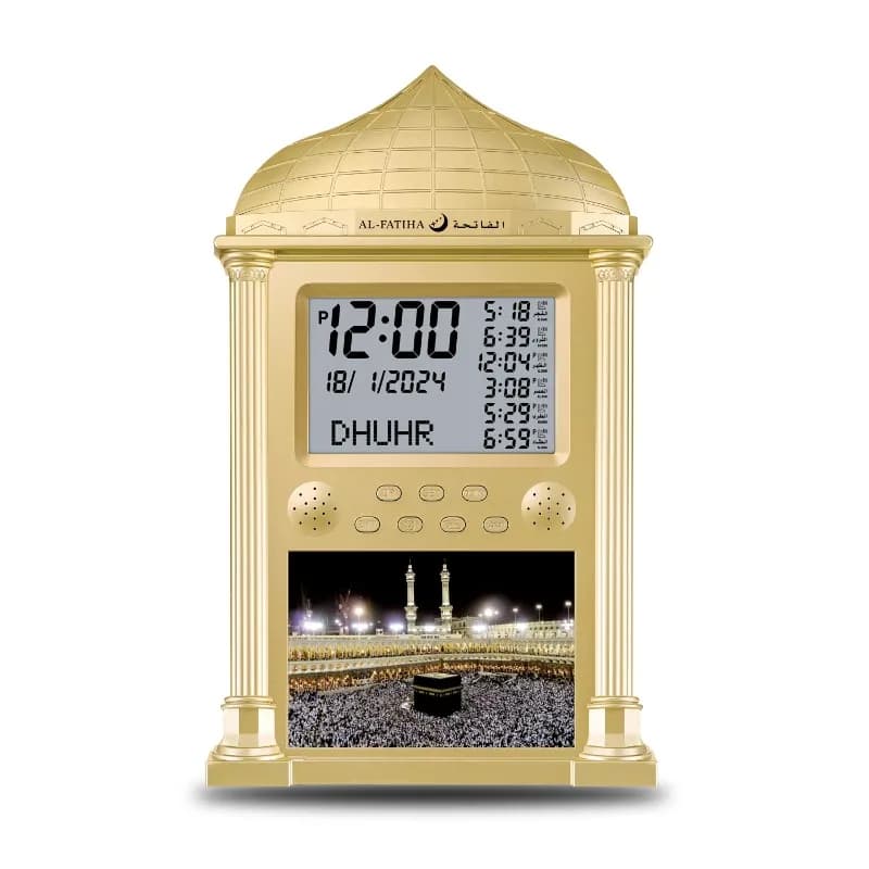 AL-FATIHA Horloge Murale Islamique Musulmane Élégante avec Alarme de Prière Azan Adhan, Rappel des H