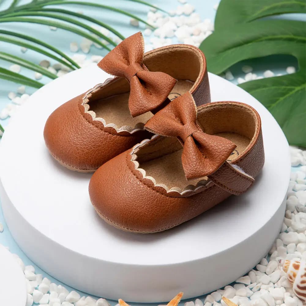 Chaussures de marche rétro pour nouveau-né, chaussures de princesse avec nœud de couleur unie, antid