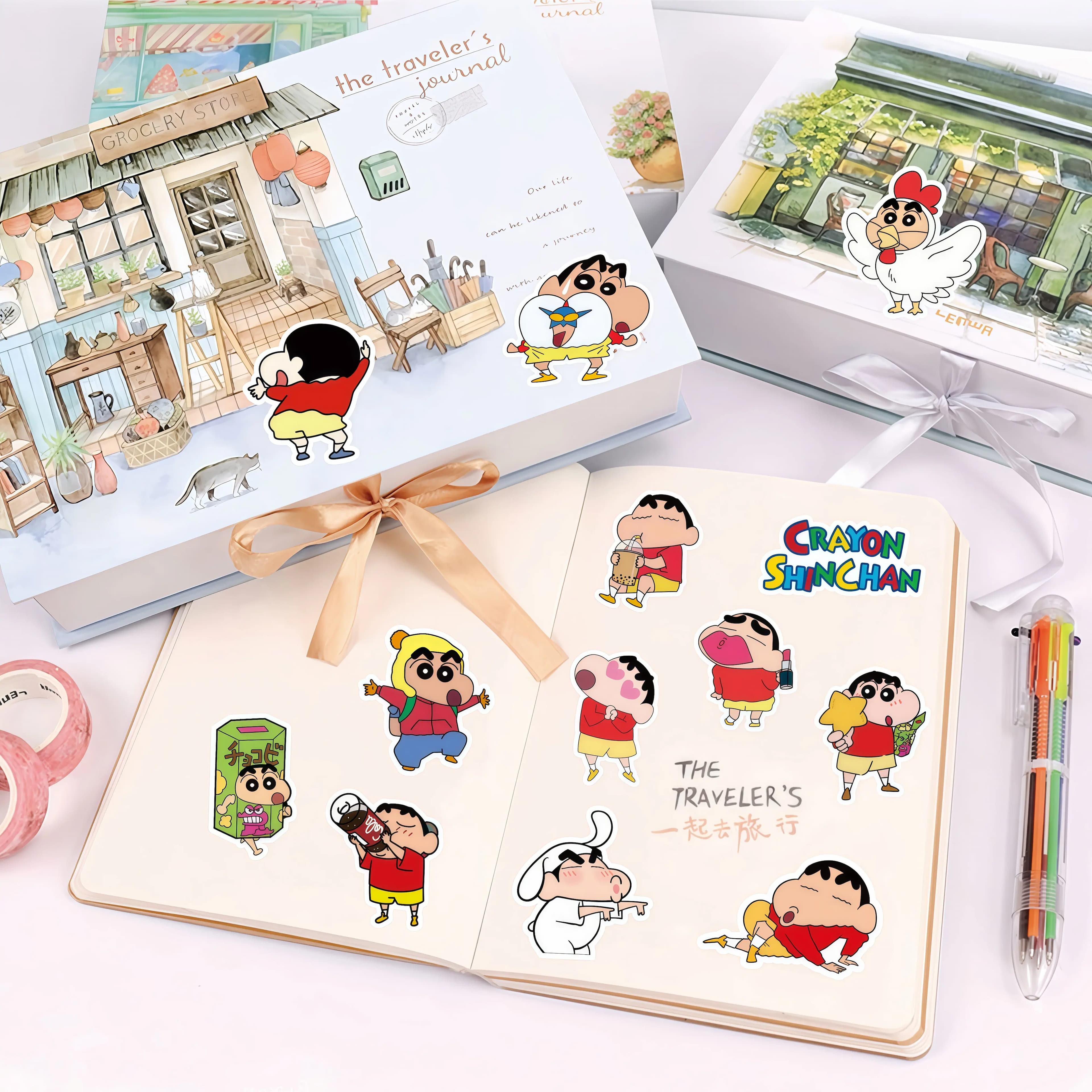 100 pièces dessin animé Crayon Shin Chan autocollants enfants jouets pour voiture ordinateur portabl