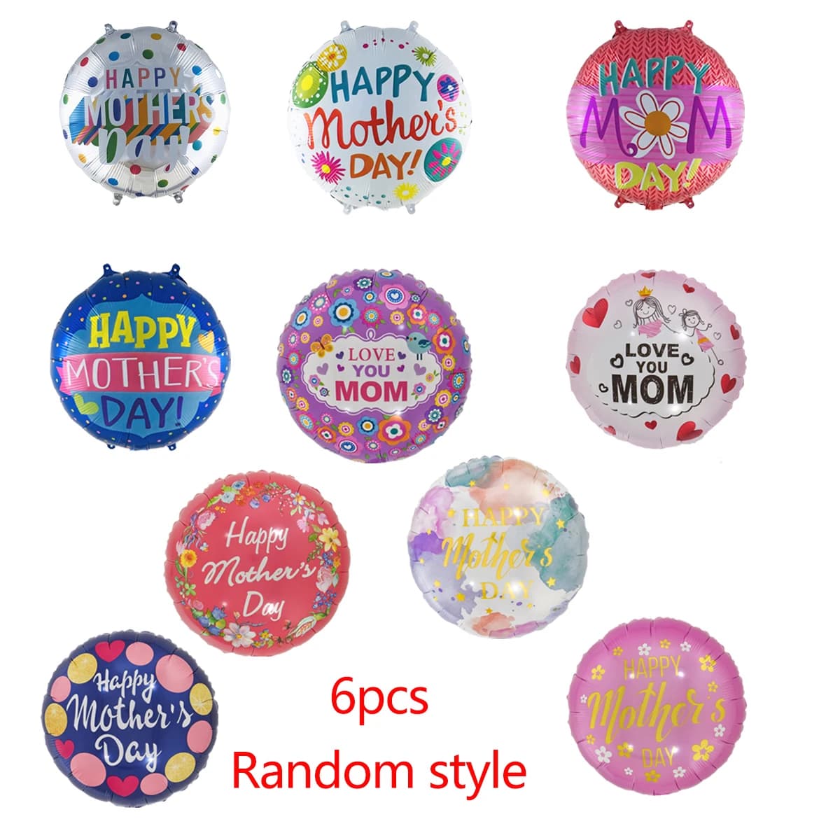 6 pièces 18 pouces anglais espagnol joyeux fête des mères coeur ballons ronds t'aime maman meilleure
